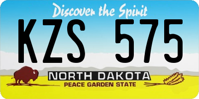 ND license plate KZS575