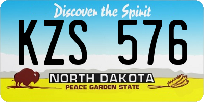 ND license plate KZS576