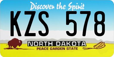 ND license plate KZS578