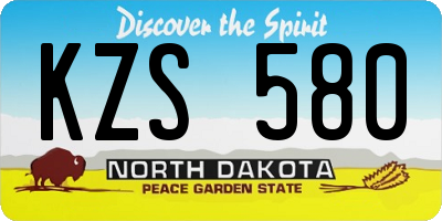 ND license plate KZS580