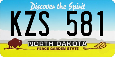 ND license plate KZS581
