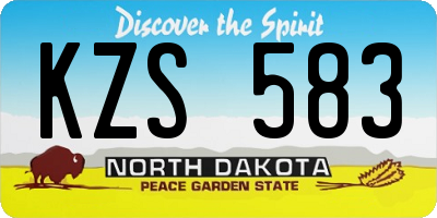 ND license plate KZS583