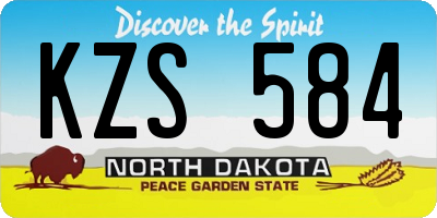 ND license plate KZS584