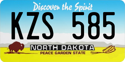 ND license plate KZS585