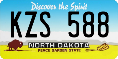 ND license plate KZS588