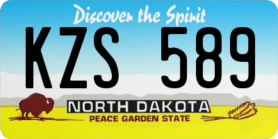 ND license plate KZS589