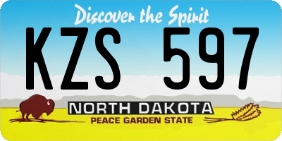 ND license plate KZS597