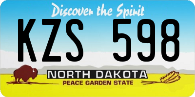 ND license plate KZS598