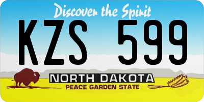 ND license plate KZS599