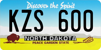 ND license plate KZS600
