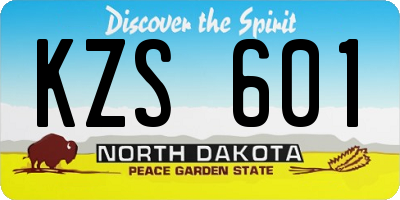ND license plate KZS601
