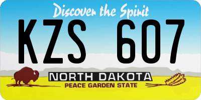ND license plate KZS607