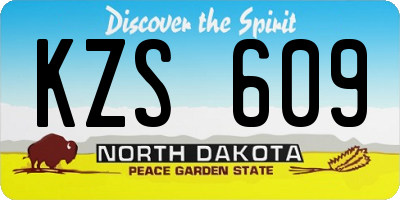 ND license plate KZS609