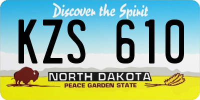 ND license plate KZS610