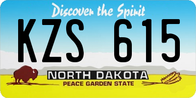 ND license plate KZS615