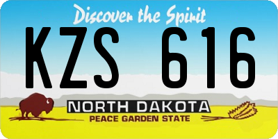 ND license plate KZS616