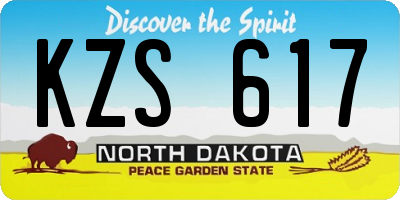 ND license plate KZS617