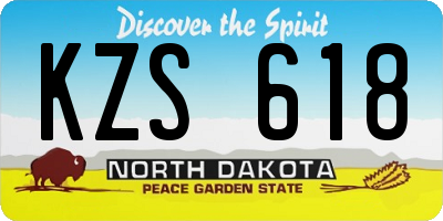 ND license plate KZS618