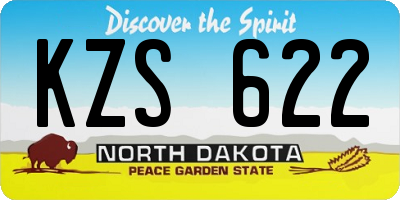 ND license plate KZS622