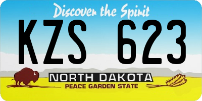 ND license plate KZS623