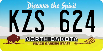 ND license plate KZS624