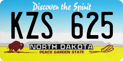 ND license plate KZS625
