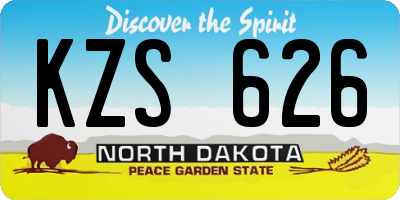 ND license plate KZS626