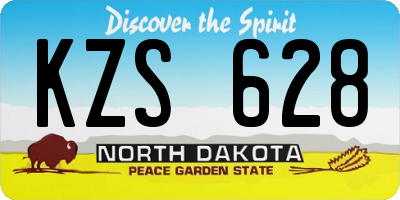 ND license plate KZS628