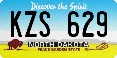 ND license plate KZS629