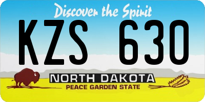 ND license plate KZS630