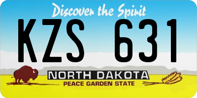 ND license plate KZS631