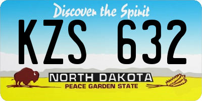 ND license plate KZS632