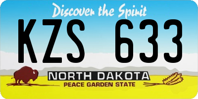 ND license plate KZS633