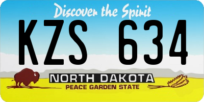 ND license plate KZS634