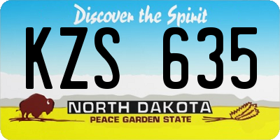 ND license plate KZS635