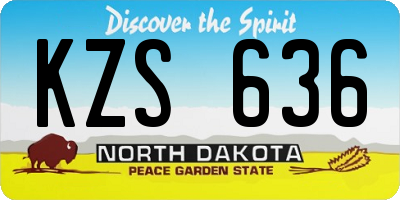 ND license plate KZS636