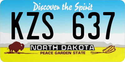 ND license plate KZS637