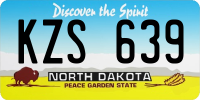 ND license plate KZS639