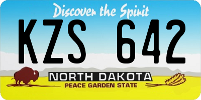 ND license plate KZS642