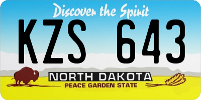 ND license plate KZS643