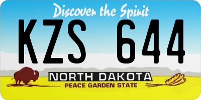 ND license plate KZS644