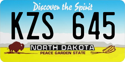 ND license plate KZS645