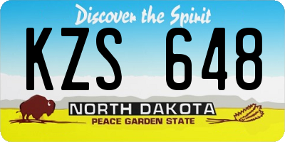 ND license plate KZS648