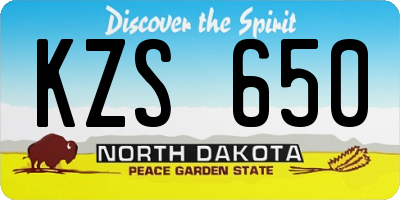 ND license plate KZS650