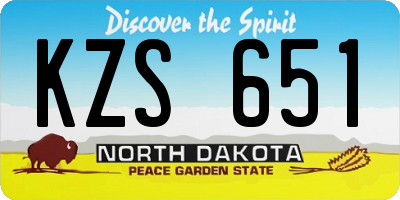 ND license plate KZS651