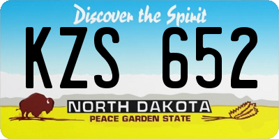 ND license plate KZS652