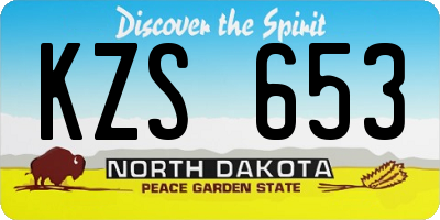 ND license plate KZS653