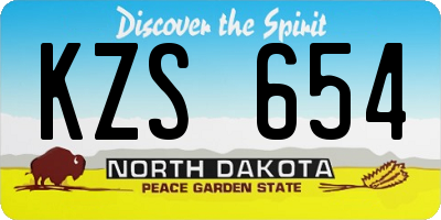 ND license plate KZS654