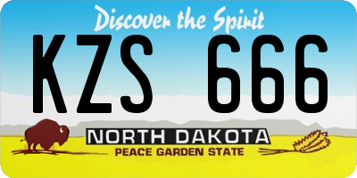 ND license plate KZS666