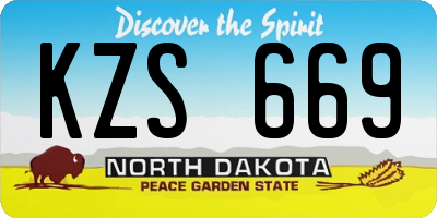 ND license plate KZS669